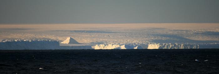 Icebergs stuck off the coast of Antarctica