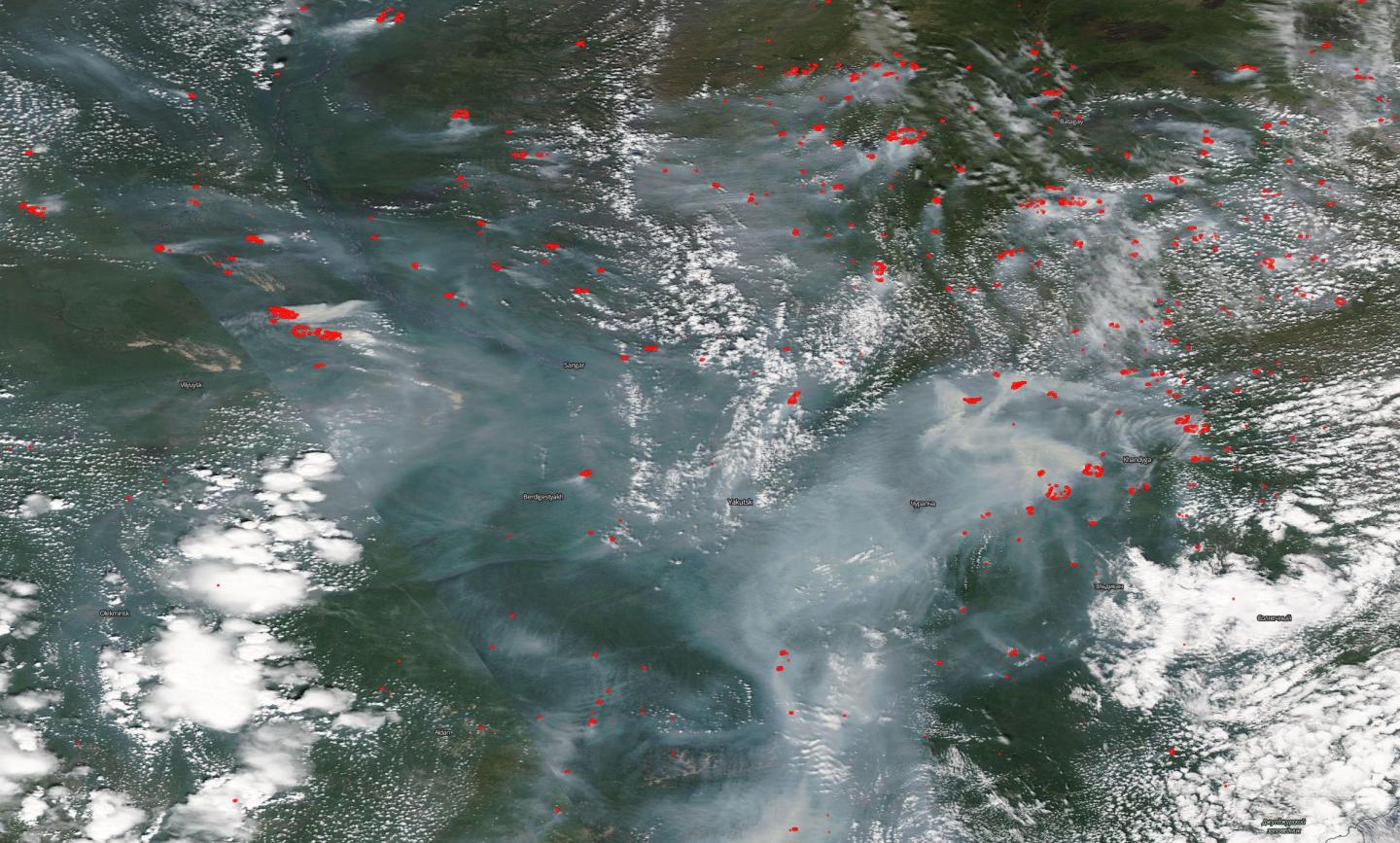 NASA's Aqua Satellite Shows Siberian Fires Filling Skies With Smoke