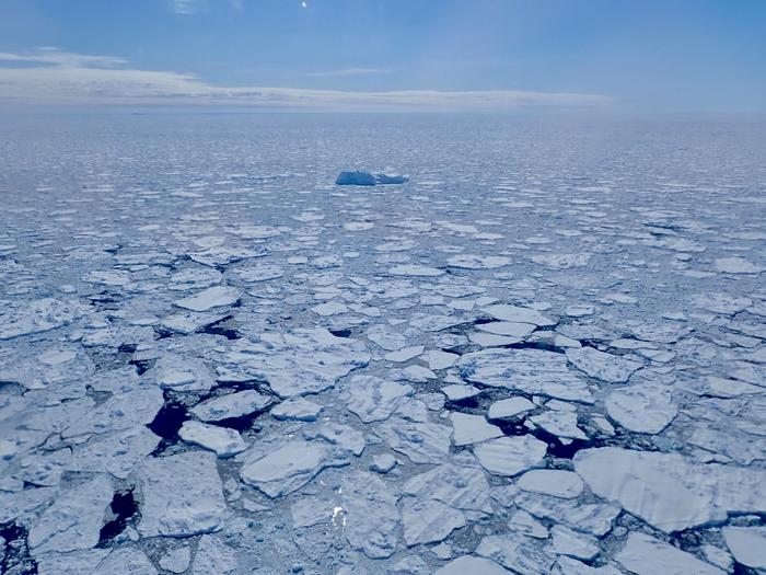 iceberg amidst sea ice along the coast east of Sermilik Fjord