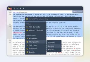 Writefull for Overleaf - AI context menu