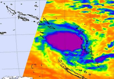 Infrared Image of Ului's Cold T-storms