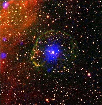 Composite Image of the X-ray Pulsar SXP 1062 Surrounded by the Supernova Remnant