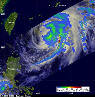 NASA TRMM Rainfall Image of Rainfall in Mawar