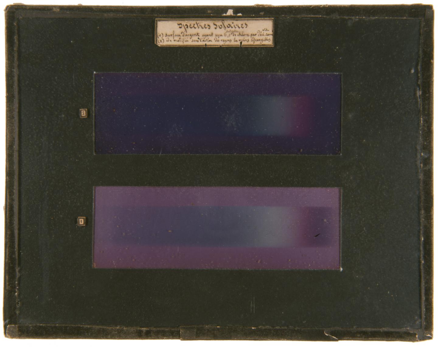 Edmond Becquerel, Spectres solaires, 1848, images photochromatiques, musée Nicéphore Niépce, Chalon-sur-Saône.