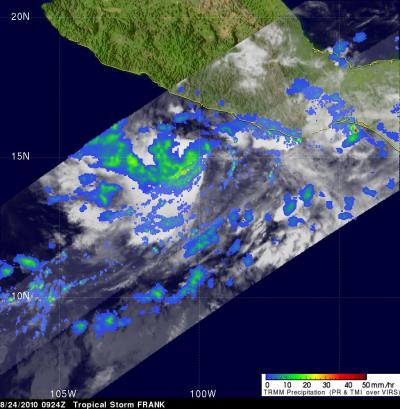 TRMM Satellite Image of Tropical Storm Frank's Rainfall