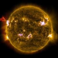 NASA Sees a Burst of Solar Material Leap off the Left Side of the Sun