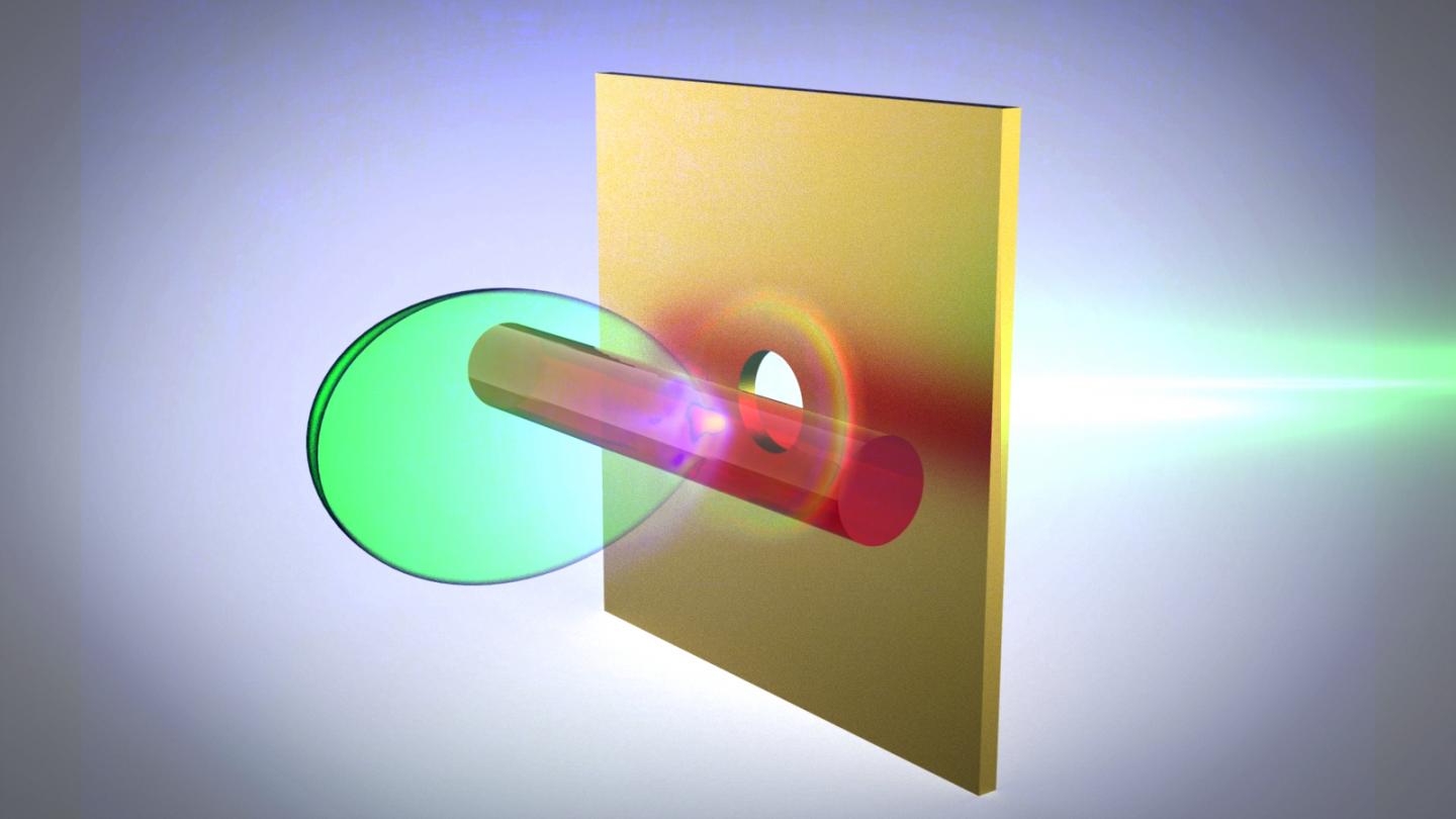 Aperture in a Metallic Screen With a Dielectric Fiber Placed On Top