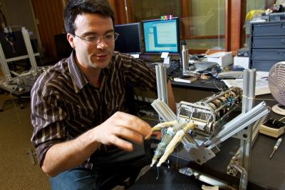 Researcher with Hand
