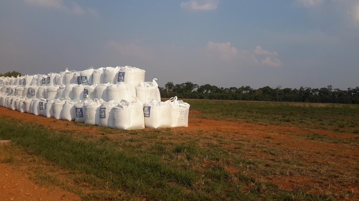 Fertilizer Sacks on a Farm in Mato Grosso, Brazil
