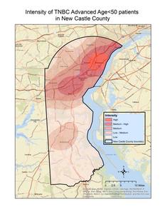 Intensity Map of Triple Negative Breast Cancer in Delaware