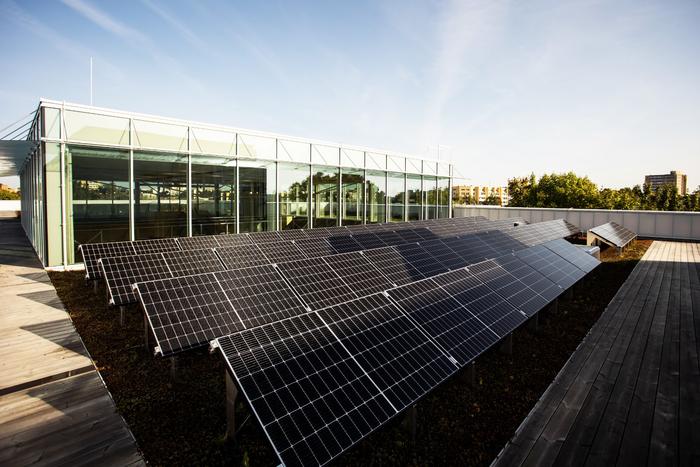 Solar panels on the roof of KTU M-Lab Prototyping Centre