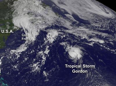 GOES-13 Visible Image of Tropical Storm Gordon