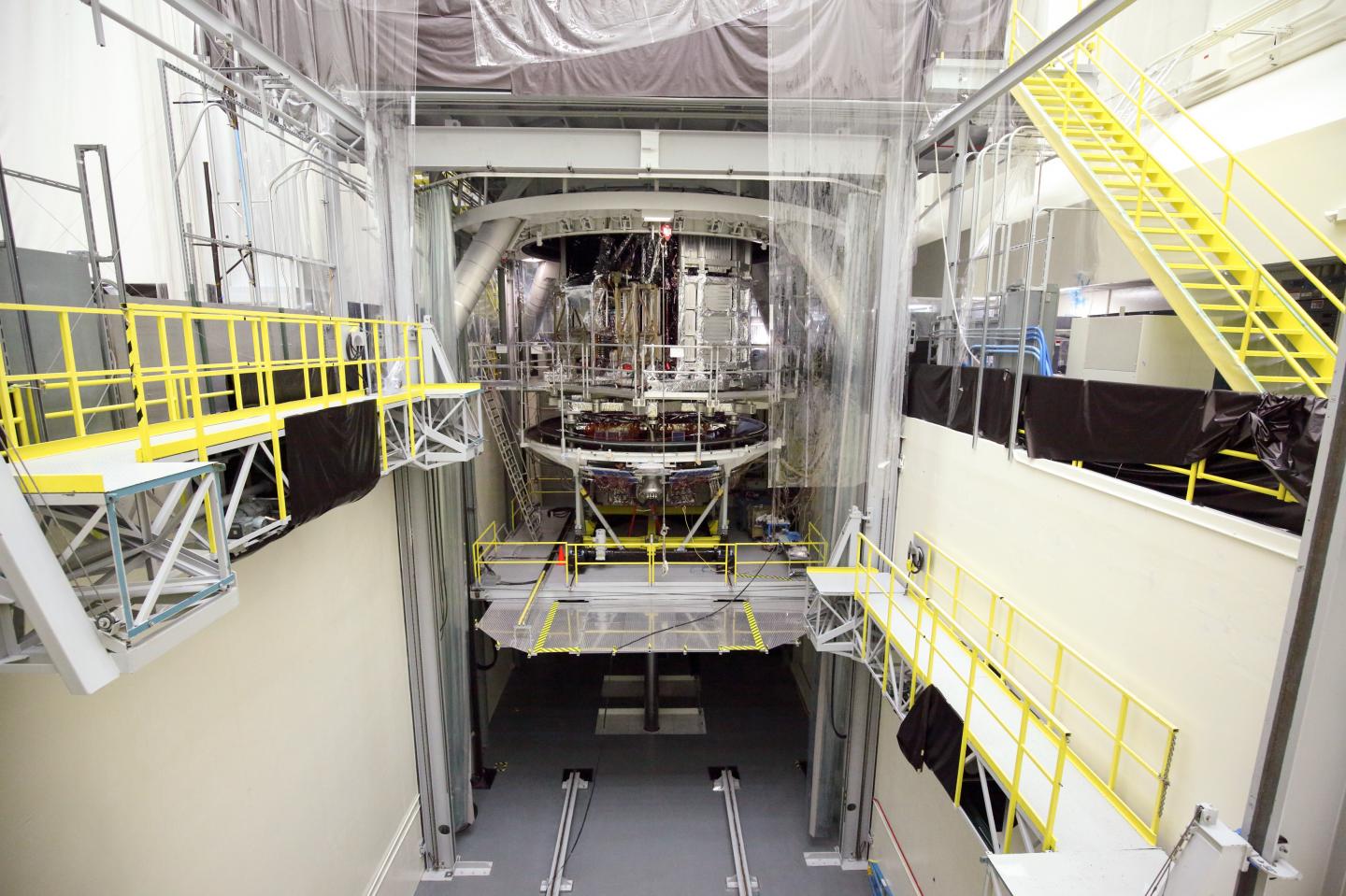 Webb Being Lifted into Thermal Vacuum Chamber