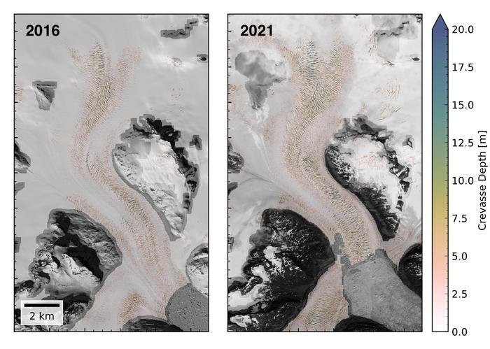 Crevasse finding map