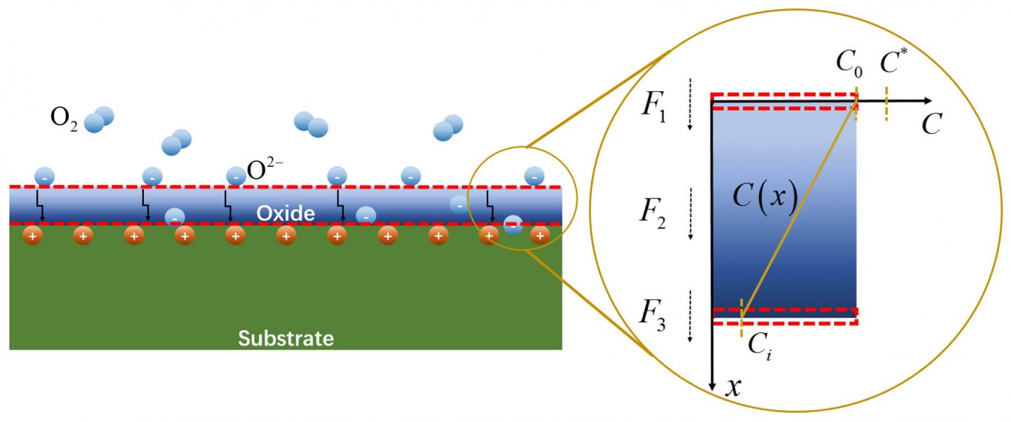Schematic of an Oxide Film/Substrate System and the Oxidation Process