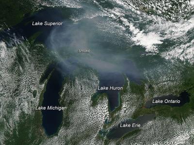 Smoke from Canadian Fires Hovers over Great Lakes