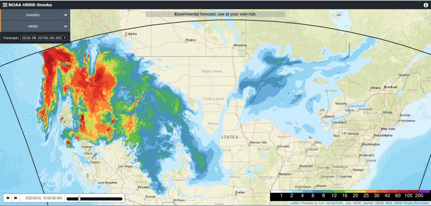 NOAA Map of Smoke Across US