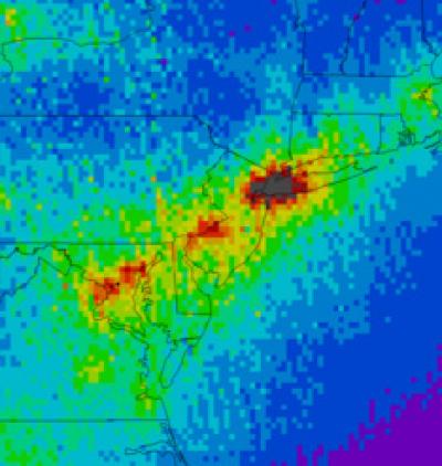 Nitrogen Oxide Over US East Coast