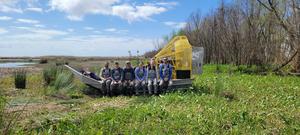 Group shot on airboat