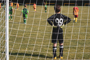 Young athletes on a soccer field.