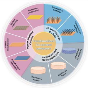Schematic illustration of the structural designs of functionalized copper current collectors for lithium metal anodes