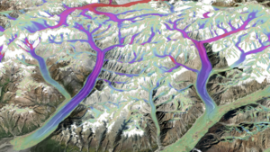Ice flow velocities for Alaskan glaciers