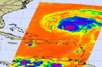 NASA AIRS Infrared Satellite Image Shows Bill's Icy Clouds
