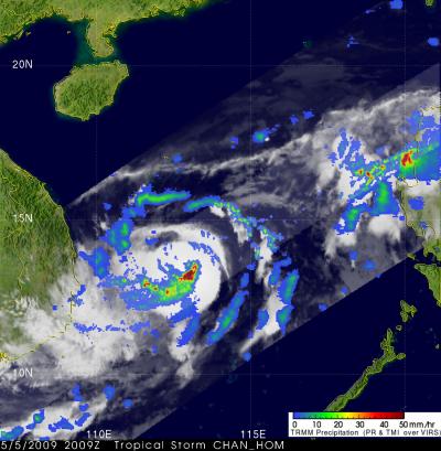 Rainfall in Chan-hom Seen by the TRMM Satellite