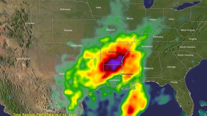 GPM Image of Rainfall in Southern US