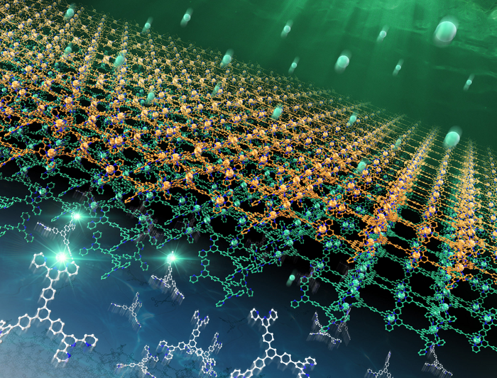 Self-assembly of a heterolayer coordination nanosheet at a liquid–liquid interface.