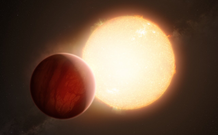 Artist’s impression of an ultra-hot Jupiter transiting its star