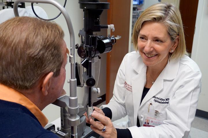 Dr. Kathryn Colby and Eric Thorp in the University of Chicago Eye Clinic (1 of 2)