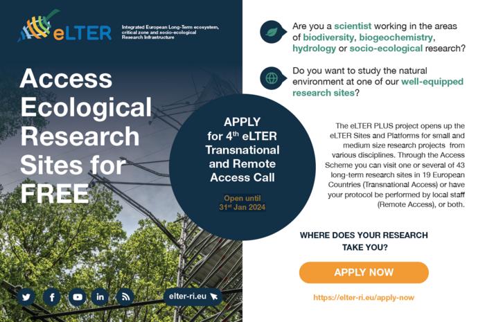 eLTER 4th call for funded Transnational Access and Remote Access