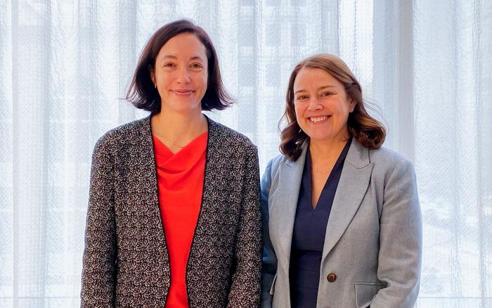 Dr. Beth McGinty, left, chief of the Division of Health Policy and Economics in the Department of Population Health Sciences at Weill Cornell Medicine, and Dr. Colleen Barry, founding dean of the Jeb E. Brooks School of Public Policy