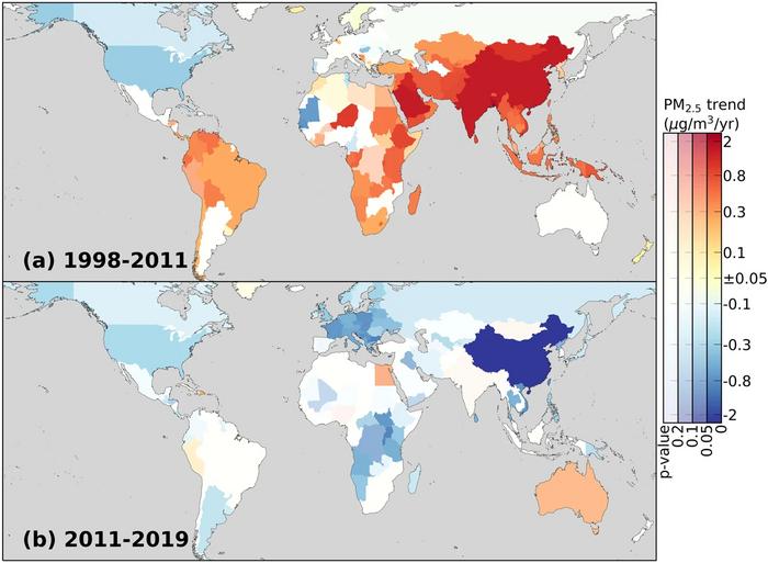 Reversal of trends in global fine particulate matter air pollution