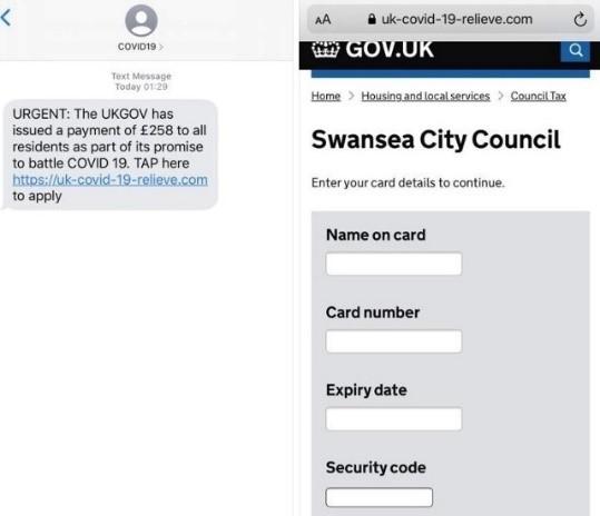 An example of a scam pointing a fake institution