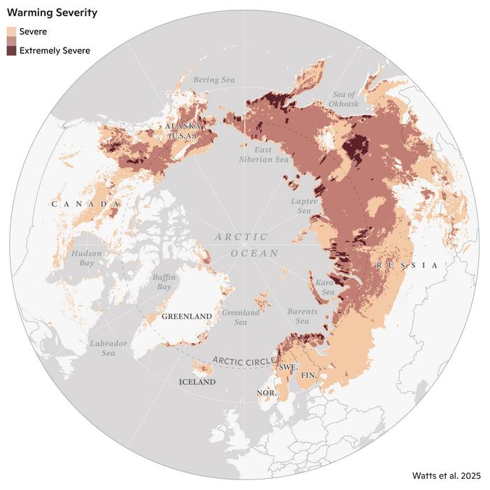 Warming severity in the Arctic-boreal region, 1997-2020