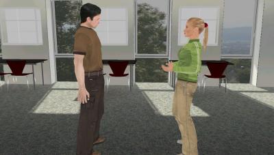 Two People Communicating with Self-animated Avatars