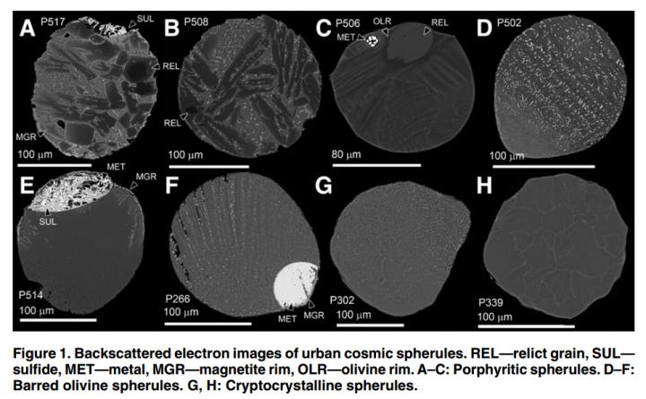 Backscattered Electron Images of Urban Cosmic Spherules