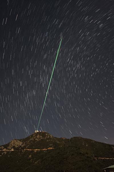 Laser Beams Create Artificial Stars Above Mount Hopkins in Southern Arizona