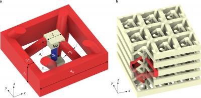 Designed elastic metamaterial structure made of a single linear elastic material