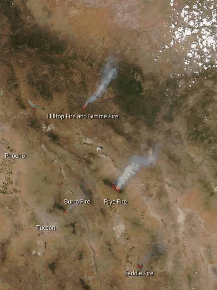 Fires Flare around Arizona