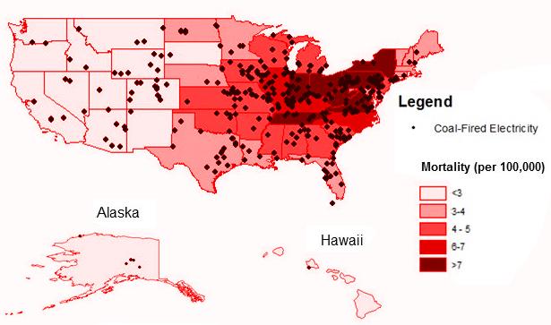 Coal Map of US Deaths