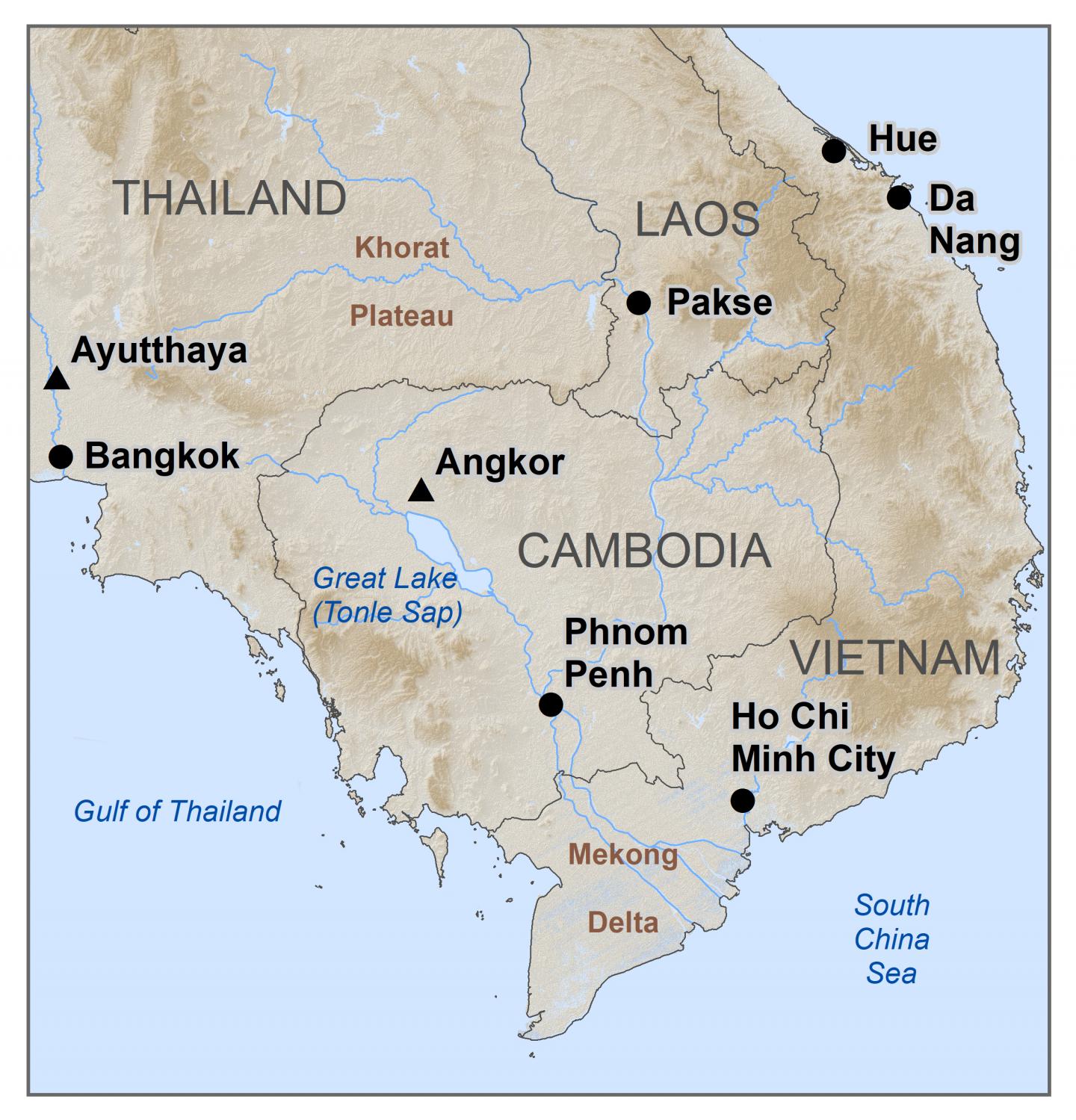 Map of Mainland Southeast Asia Showing the Location of Angkor