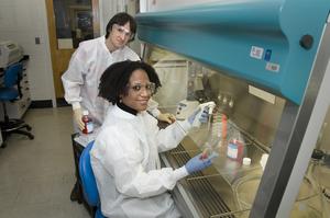 Peter Guida and Adele Billups Bong with cell culture samples