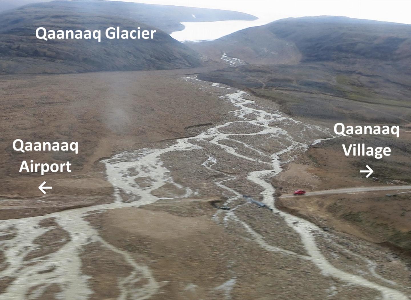 An Outlet Stream from Qaanaaq Glacier Flooded in August 2016