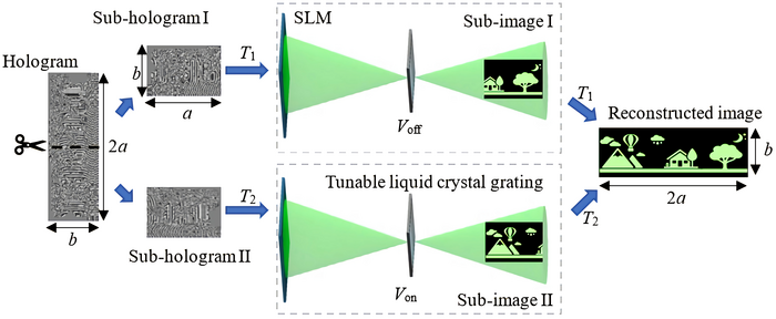 Figure 3| Principle of the large size holographic 3D display.