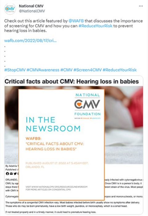 Tweet - National CMV Foundation