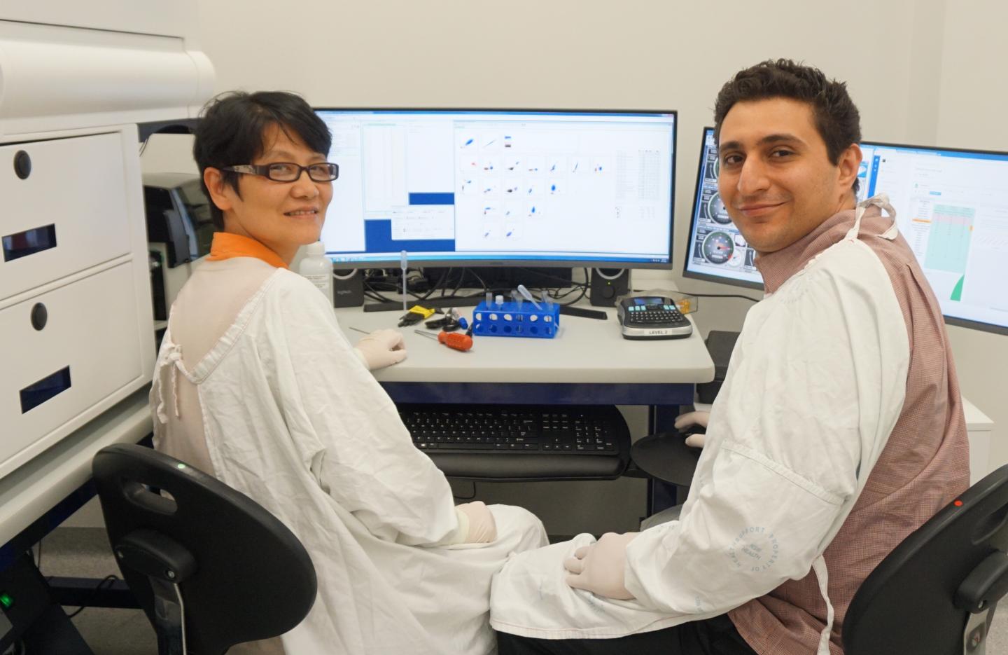 Researchers Dr. Min Hu and Suat Dervish, Westmead Institute for Medical Research