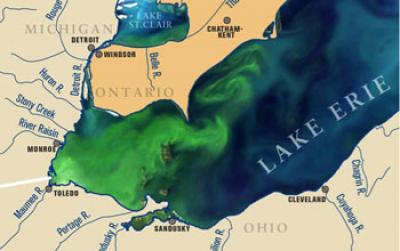Map Showing Lake Erie Algae Bloom in September 2011